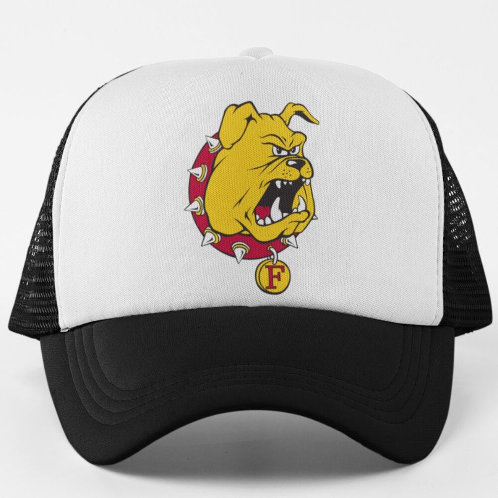 NEW Ferris State Bulldogs Foam Trucker Mesh Snapback Hat 2TONE BLACK WHITE